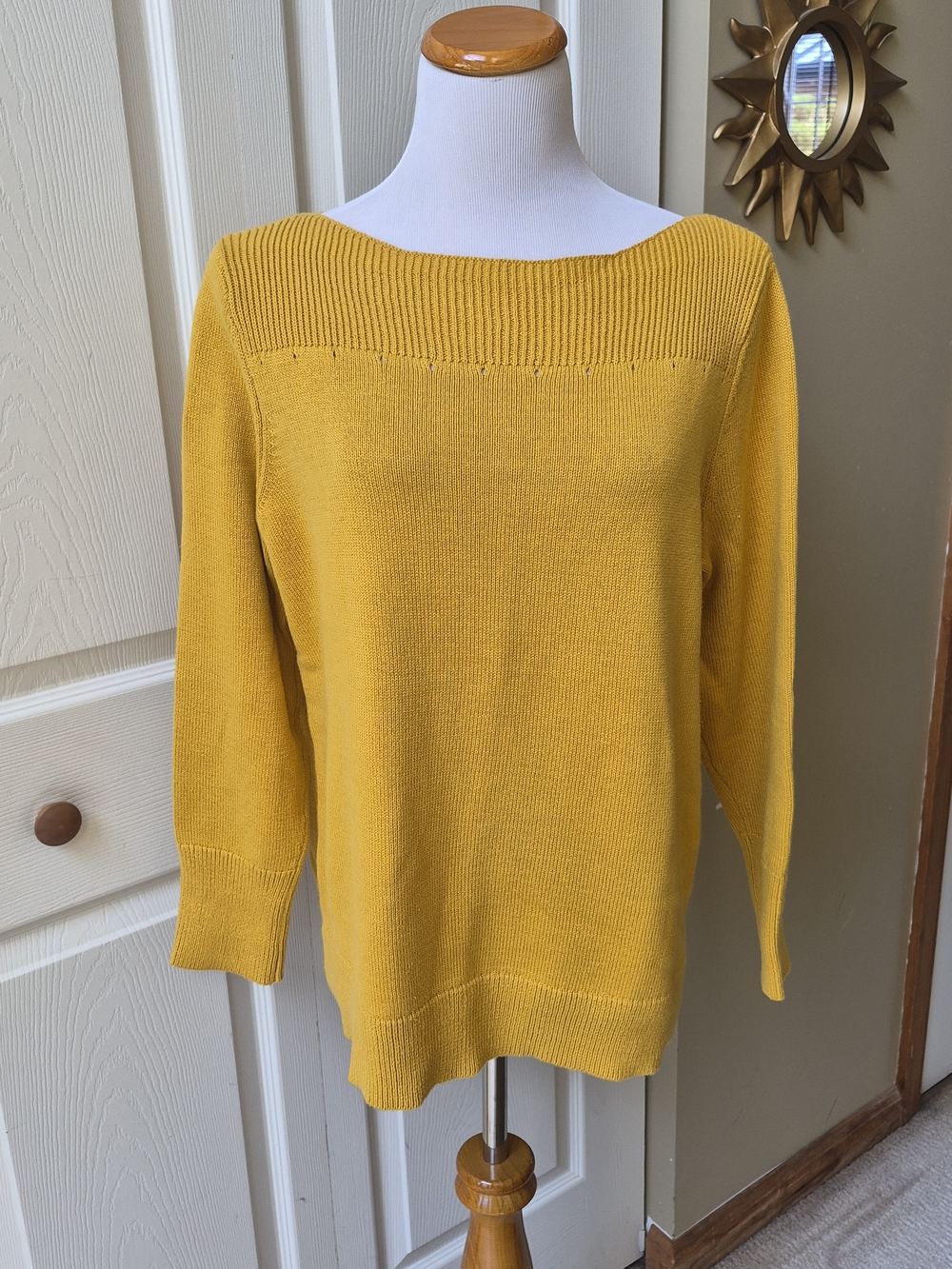 LOFT Mustard Yellow Boatneck Knit Sweater